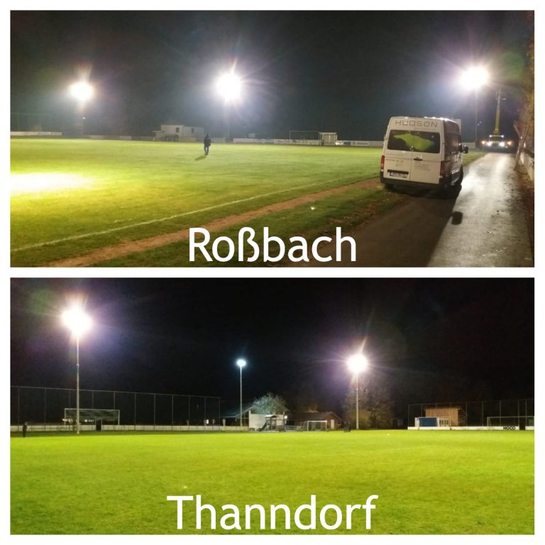 Flutlichtanlagen Roßbach und Thanndorf